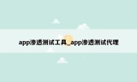 app渗透测试工具_app渗透测试代理