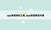 app渗透测试工具_app渗透测试代理