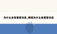 为什么会有黑客攻击_网络为什么有黑客攻击