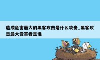 造成危害最大的黑客攻击是什么攻击_黑客攻击最大受害者是谁