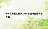 dns攻击怎么解决_dns欺骗攻击服务器攻陷