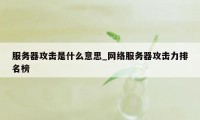 服务器攻击是什么意思_网络服务器攻击力排名榜