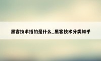 黑客技术指的是什么_黑客技术分类知乎