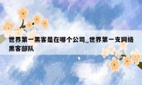世界第一黑客是在哪个公司_世界第一支网络黑客部队
