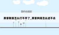 黑客联盟怎么打不开了_黑客网络怎么进不去