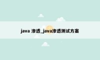 java 渗透_java渗透测试方案