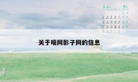 关于暗网影子网的信息