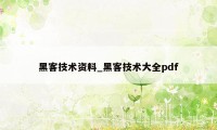 黑客技术资料_黑客技术大全pdf