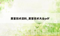 黑客技术资料_黑客技术大全pdf