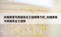 白帽黑客与网络安全工程师哪个好_白帽黑客与网络安全工程师