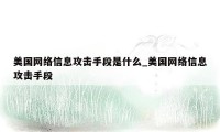 美国网络信息攻击手段是什么_美国网络信息攻击手段