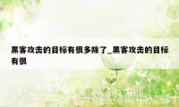 黑客攻击的目标有很多除了_黑客攻击的目标有很