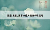 渗透 黑客_黑客渗透入侵技术教程网