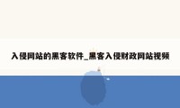 入侵网站的黑客软件_黑客入侵财政网站视频