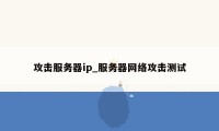 攻击服务器ip_服务器网络攻击测试