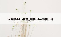 大规模ddos攻击_暗夜ddos攻击小组